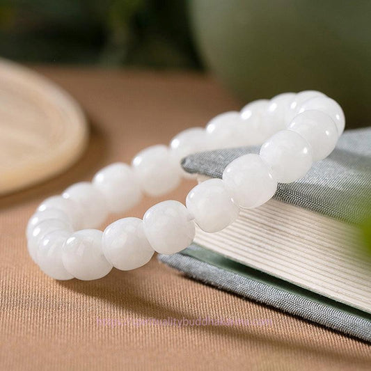 Jade  Hetian White Jade Happiness Blessing Bracelet