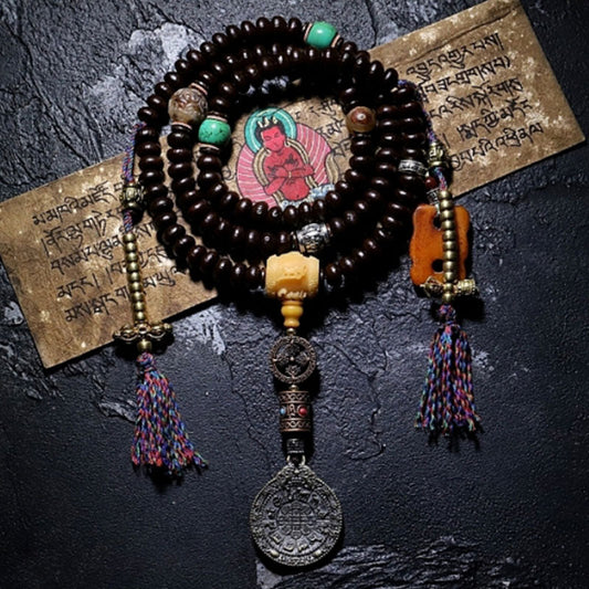 Spirituality Buddha Karma Tibet 108 Mala Beads Purple Bodhi Seed Bagua Vajra Auspiciousness Bracelet