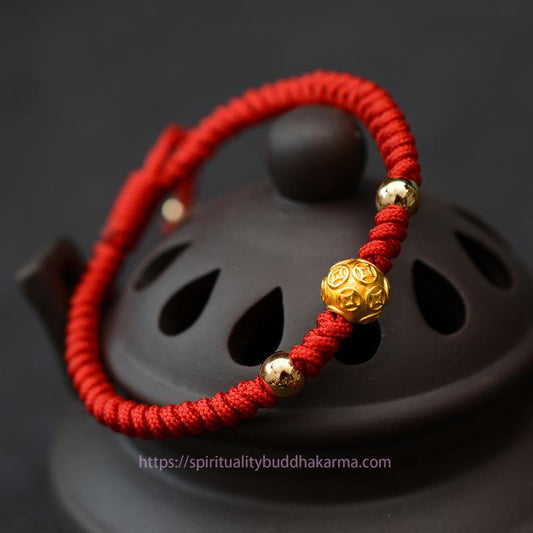 Ancient Tibetan Buddhist Red String Tradition  999 Sterling Silver Om Mani Padme Hum Copper Coin Luck Strength String Couple Bracelet