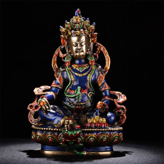 Spirituality Yellow Jambhala Bodhisattva Figurine Serenity Copper Statue Home Decoration