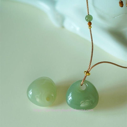 Jade  Natural Jade Luck Prosperity Necklace Pendant (Random Color)