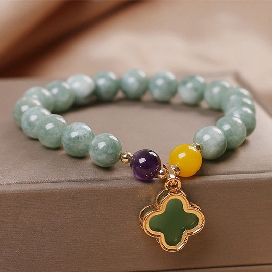 Jade  Jade Four Leaf Clover Luck Bracelet