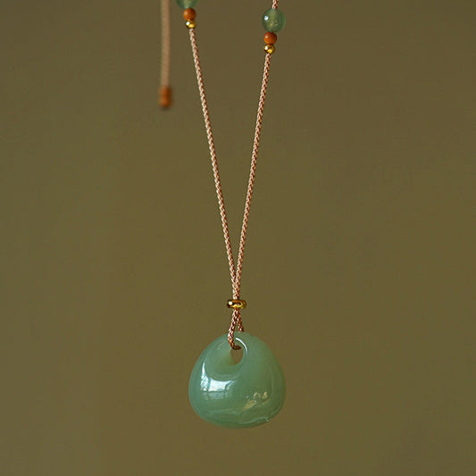 Jade  Natural Jade Luck Prosperity Necklace Pendant (Random Color)