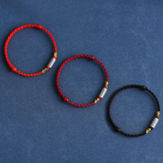 Ancient Tibetan Buddhist Red String Tradition  Handcrafted 925 Sterling Silver Everything Goes Well Design Protection Strength Bracelet Anklet