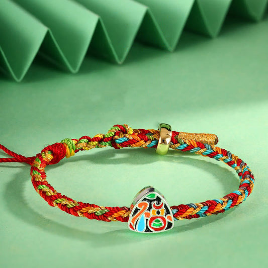 Ancient Tibetan Buddhist Red String Tradition  Multicolored Rope Zongzi Pattern Fu Character Luck Handcrafted Child Adult Bracelet