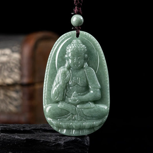 Buddha Energy Necklace Chinese Zodiac Natal Buddha Natural Jade Wealth Prosperity Necklace Pendant