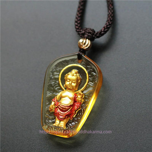 Spirituality Tibetan Buddha Liuli Crystal Serenity Necklace Pendant