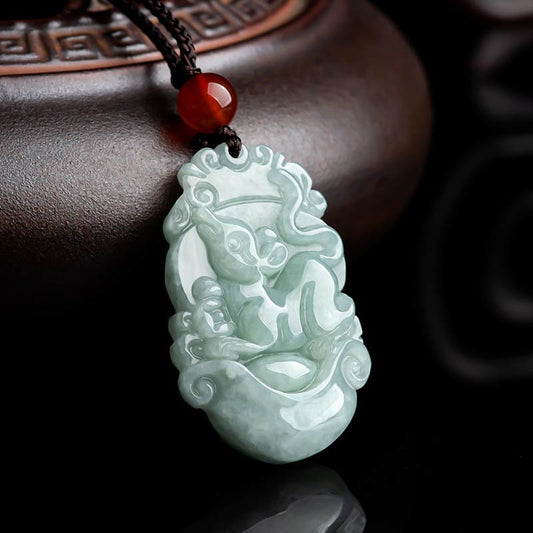 Jade  Natural Jade 12 Chinese Zodiac Sucess Pendant Necklace