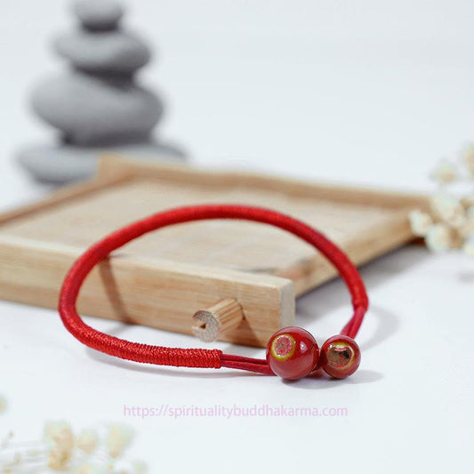 Ancient Tibetan Buddhist Red String Tradition  FengShui Lucky Red String Ceramic Bracelet