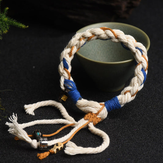 Ancient Tibetan Buddhist Red String Tradition  Tibet Zakiram Goddess of Wealth Thangka Handmade Luck Bracelet