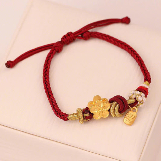 Ancient Tibetan Buddhist Red String Tradition  Peach Blossom Happiness Charm Luck Red String Bracelet