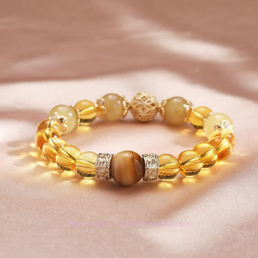 Golden Energy Citrine Wealth Solar Plexus Chakra (Third Chakra) Generosity Prosperity Beaded Bracelet