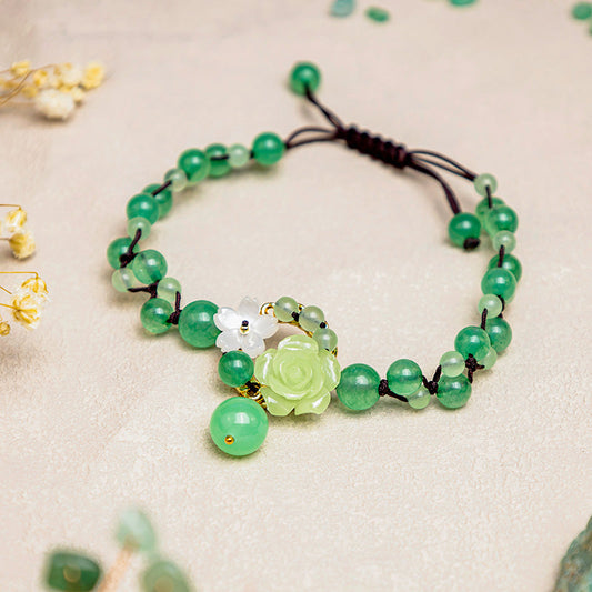 Jade  Financial Success Jade Braided Weave Prosperity Abundance Anklet