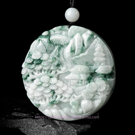 Jade  Mountain Landscape Jade Abundance String Necklace