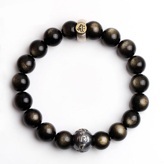 Spirituality Buddha Karma Chinese Zodiac Natal Buddha Obsidian Purification Bracelet