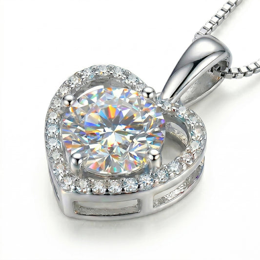 D Color Moissanite Necklace American Grade Ultra White w/ Certificate