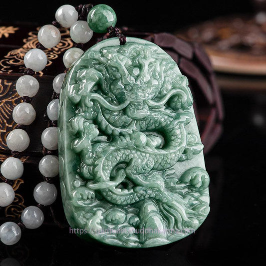 Jade  Chinese Zodiac Dragon Jade Prosperity Necklace Bead String Pendant