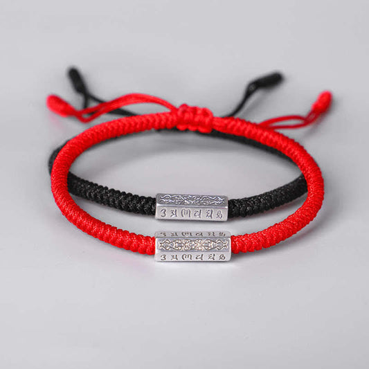 Ancient Tibetan Buddhist Red String Tradition  Om Mani Padme Hum Luck Protection Red String Bracelet