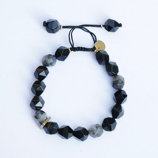 Spirituality Buddha Karma Black Obsidian Black Glitter Stone Purification Bracelet