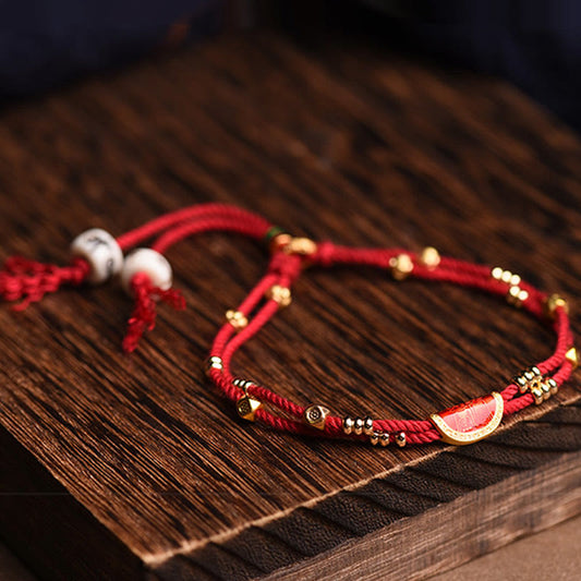 Tibetan Knot Protection Handmade Cinnabar Dumplings Design Luck Braided Red Rope Bracelet