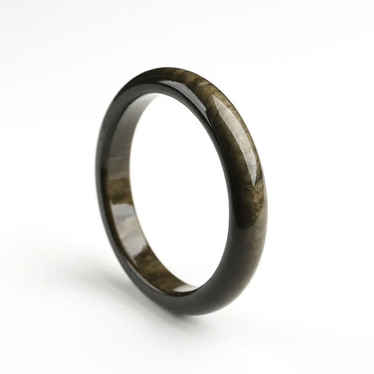 Spirituality Buddha Karma Gold Sheen Obsidian Silver Sheen Obsidian Protection Bracelet Bangle
