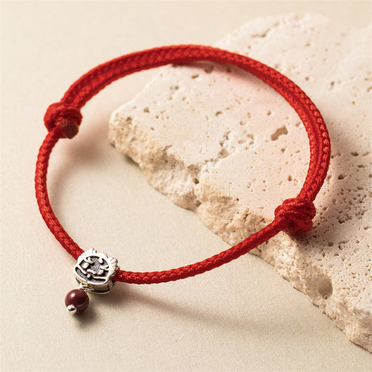 Ancient Tibetan Buddhist Red String Tradition  925 Sterling Silver Luck Year of the Dragon Cinnabar Red String Bracelet (Extra 30% Off | USE CODE: FS30)