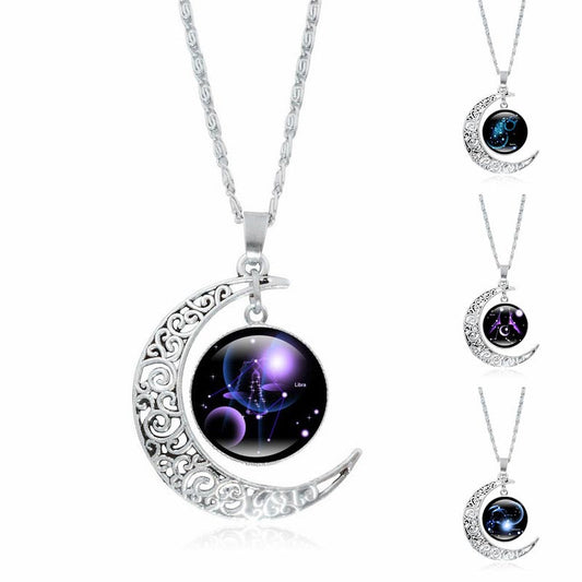 Spirituality Buddha Karma 12 Constellations of the Zodiac Moon Protection Necklace Chain Pendant