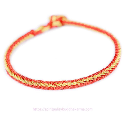 Ancient Tibetan Buddhist Red String Tradition  Two-Color Rope Handcrafted Eight Thread Peace Knot Bracelet