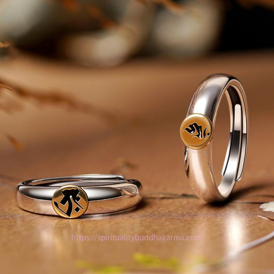 Spirituality Tibetan Om Mani Padme Hum Carved Chinese Zodiac Natal Buddha Peace Ring