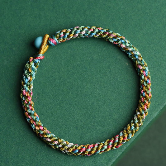 Ancient Tibetan Buddhist Red String Tradition  Colorful Rope Luck Handcrafted Braided Child Adult Bracelet