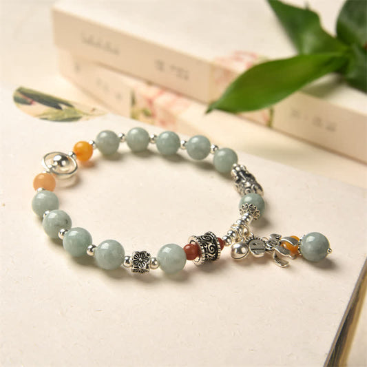 Jade  925 Sterling Silver Natural Jade Amber PiXiu Pony Success Bracelet