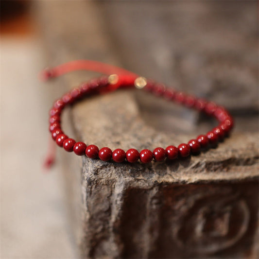 Ancient Tibetan Buddhist Red String Tradition  Natural Cinnabar Blessing Red String Braided Bracelet Anklet