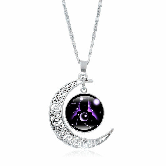 Spirituality Buddha Karma 12 Constellations of the Zodiac Moon Protection Necklace Chain Pendant
