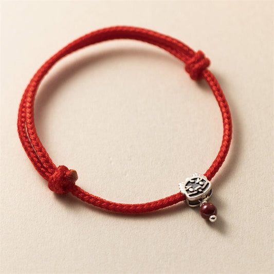 Ancient Tibetan Buddhist Red String Tradition  925 Sterling Silver Luck Year of the Dragon Cinnabar Red String Bracelet (Extra 30% Off | USE CODE: FS30)