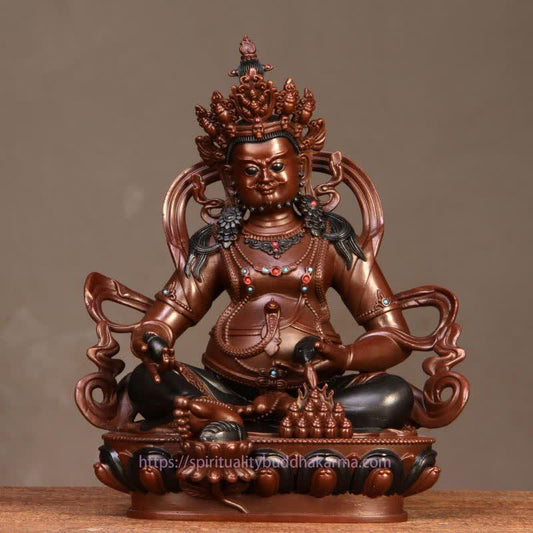 Spirituality Yellow Jambhala Bodhisattva Figurine Compassion Copper Statue Home Office Decoration