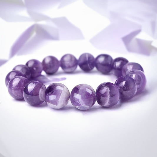 N018 Natural Dreamy Lavender Layered Amethyst Crystal Bracelet - Protective and Healing Stone, Dispels Negative Energy, Attracts Positive Energy and Good Fortune. Experience tranquility and spiritual elevation.