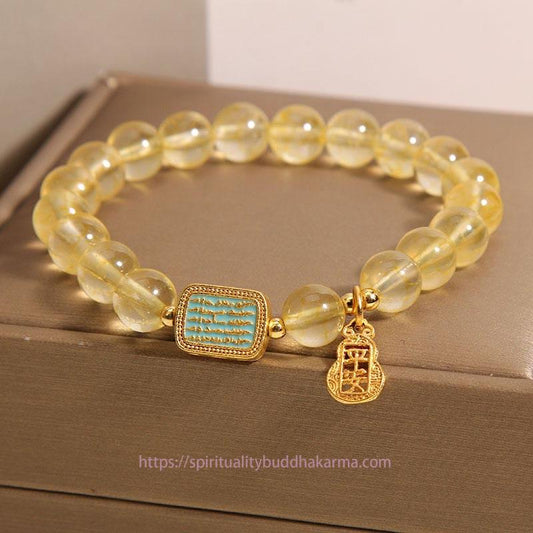 Golden Energy Citrine Natural Wealth Solar Plexus Chakra (Third Chakra) Five Scriptures Generosity Bracelet