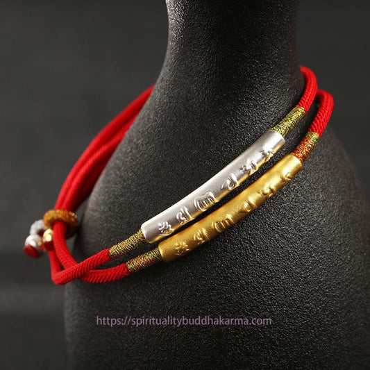Ancient Tibetan Buddhist Red String Tradition  Tibetan Buddhist Handmade Mani Mantra Lucky Red String Bracelet