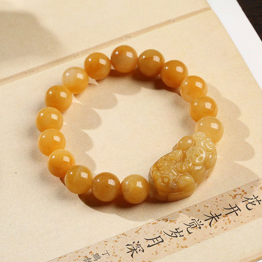 Jade  Golden Silk Jade Pixiu Wealth Bracelet