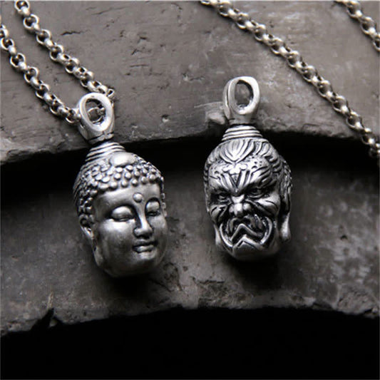 Buddha Energy Necklace 999 Sterling Silver Buddha Demon Serenity Necklace Pendant