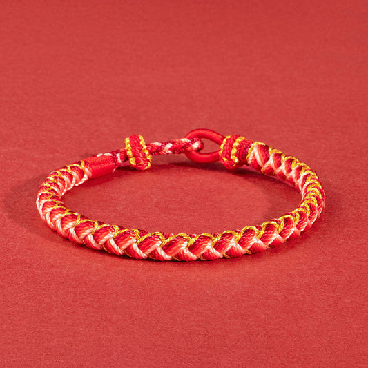 Ancient Tibetan Buddhist Red String Tradition  Handmade Year Of The Dragon Scale Protection Rope Bracelet