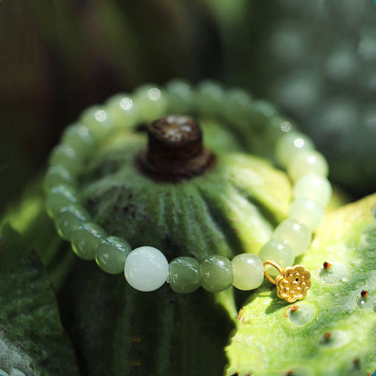 Jade  Jade Lotus Abundance Adjustable Bracelet