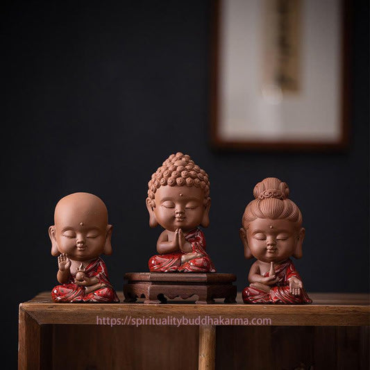 Spirituality Mini Gautama Buddha Sakyamuni Kwan Yin Avalokitesvara Ksitigarbha Serenity Ceramic Desk Decoration