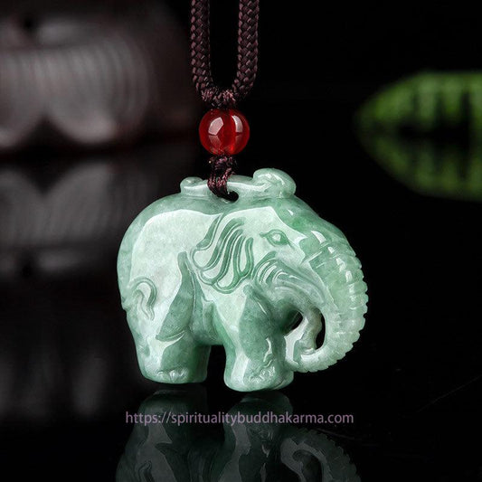 Jade  Elephant Jade Luck Strength Necklace String Pendant