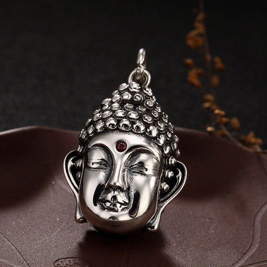 Buddha Energy Necklace 925 Sterling Silver Buddha Head Compassion Necklace Pendant