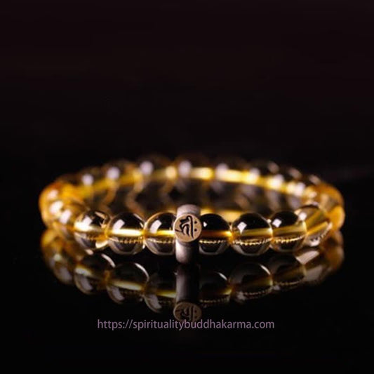 Golden Energy Citrine 925 Sterling Silver Chinese Zodiac Natal Buddha Wealth Solar Plexus Chakra (Third Chakra) Protection Bracelet