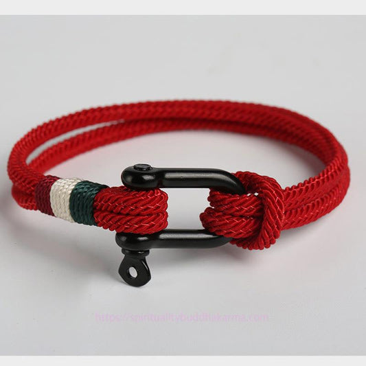 Ancient Tibetan Buddhist Red String Tradition  Simple Design Luck Stainless Steel Buckle Bracelet