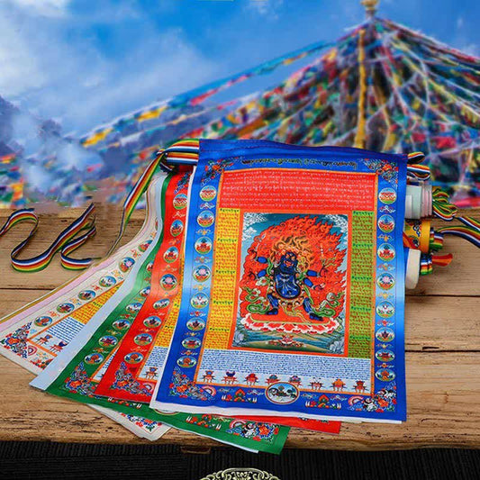 Spirituality Tibetan 10 Colors Windhorse Buddha Healing Auspicious Outdoor Mulberry Silk Prayer Flag