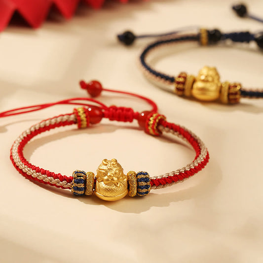 Ancient Tibetan Buddhist Red String Tradition  925 Sterling Silver Baby Dragon Luck Strength Handmade Braided Bracelet