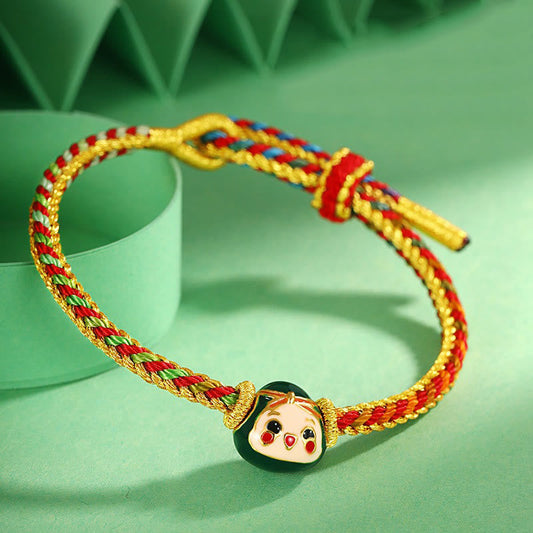 Ancient Tibetan Buddhist Red String Tradition  Cute Zongzi Pattern Luck Colorful Handcrafted Eight Thread Peace Knot Bracelet